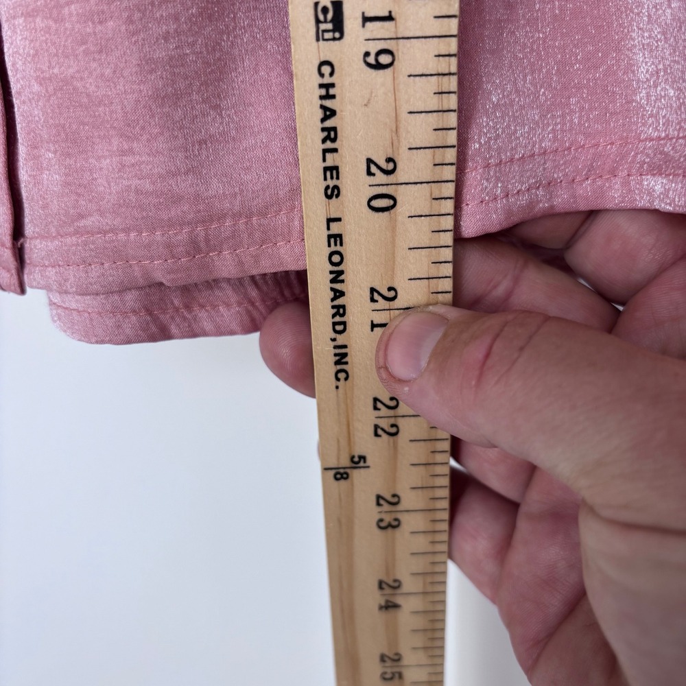 PILCRO Liquid Shine Button Down Shirt Womens XL Pink Shimmer Anthropologie Top - Picture 5 of 7
